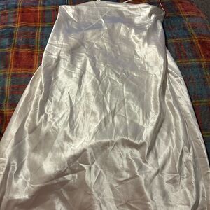 Divided White Satin Mini Dress